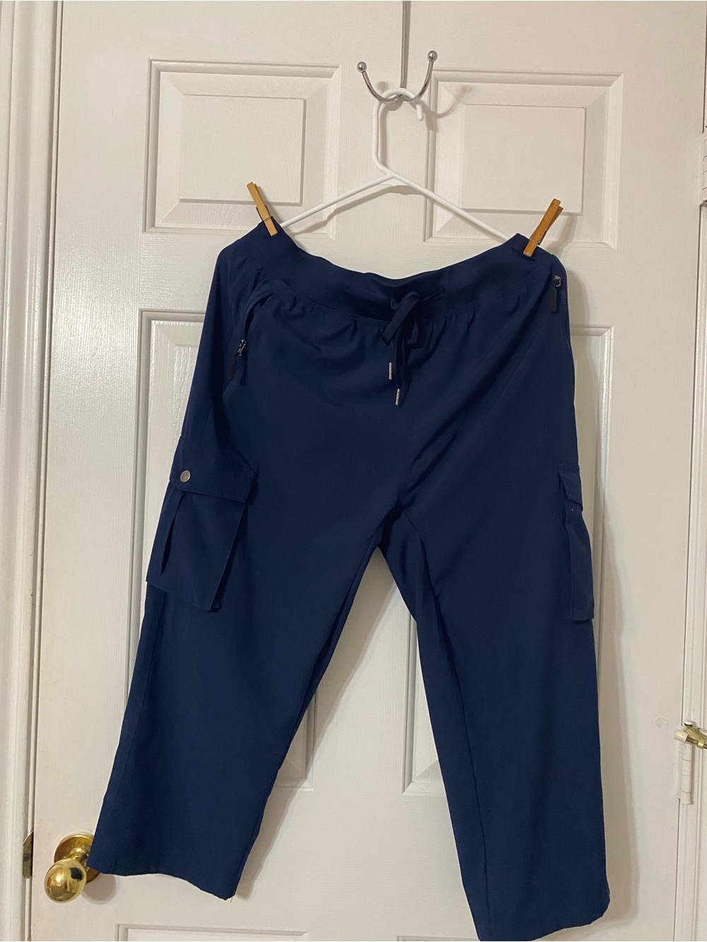 Libian Navy Cargo Capris with Drawstring Waist